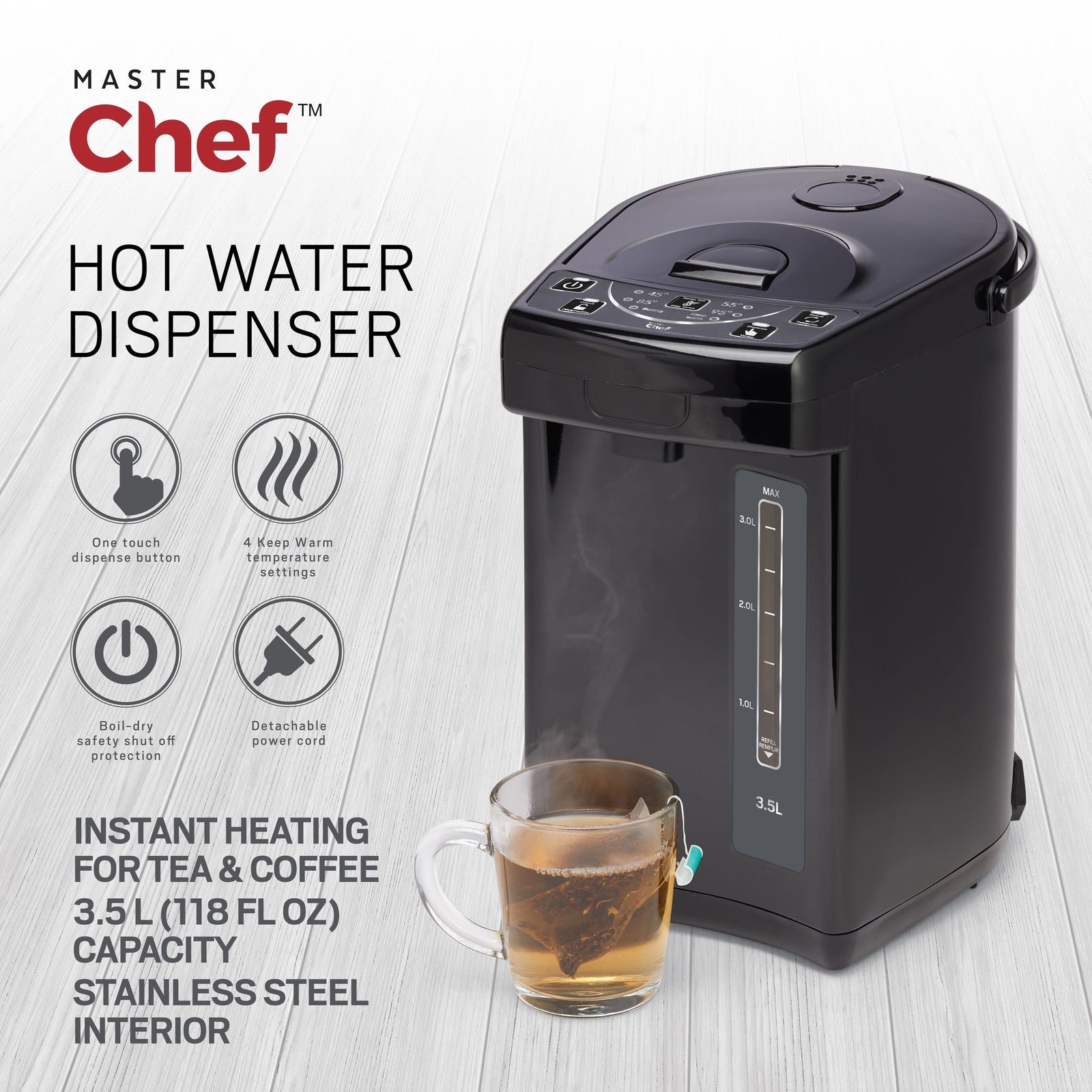 Electric Hot Water Boiler, Warmer & Dispenser with Handle, Black, 3.5-L G5C8 - product image 4
