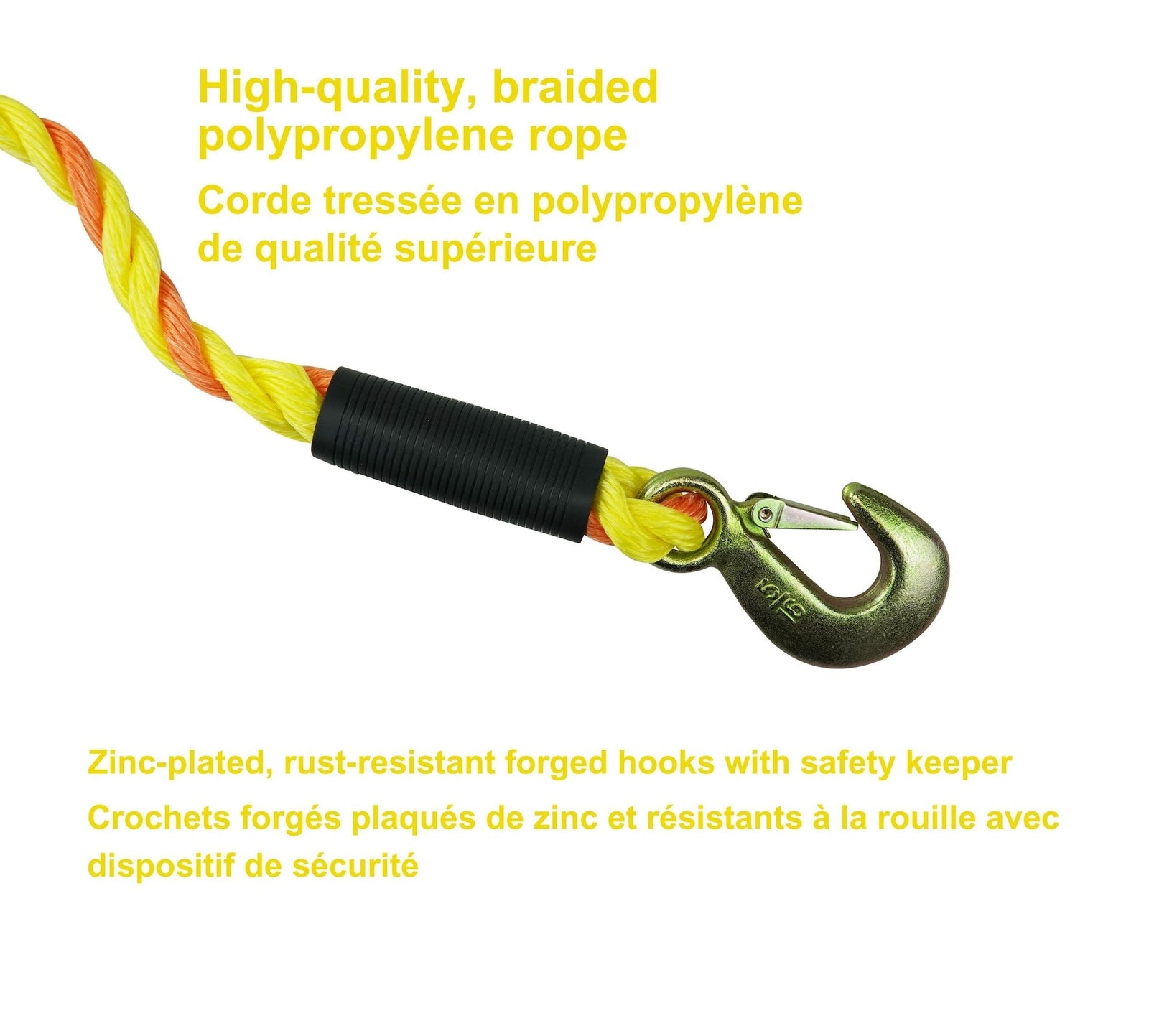 6,800-lb Tow Rope, with Rust-Resistant Hooks, 5/8-in x 14-ft P6D7 - product image 4