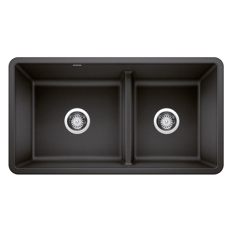 Precis SILGRANIT 33-in 60/40 Reversible Double Bowl Undermount Kitchen Sink with Low Divide, Anthracite U0C0