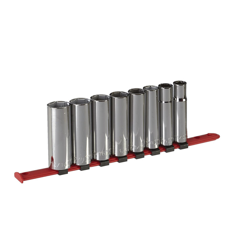 1/2-in Drive 6 Pt. Deep Socket Set, SAE, Nickel-Chrome Plating, 8-pc G4V7