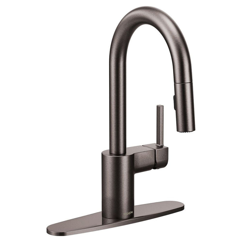 Align Single Handle High Arc Pull Down Spot-Resist Sprayer Kitchen Faucet with Power Clean, Black Stainless Steel X0Q8