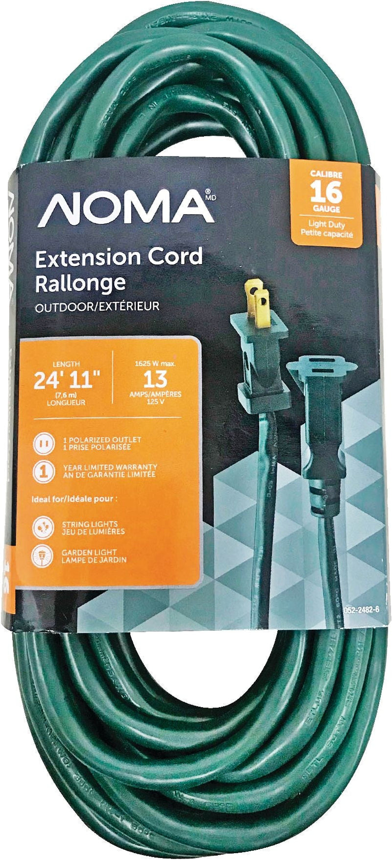 24-ft 11-in 16/2 Outdoor Extension Cord with 1 Outlet, Green B6R1